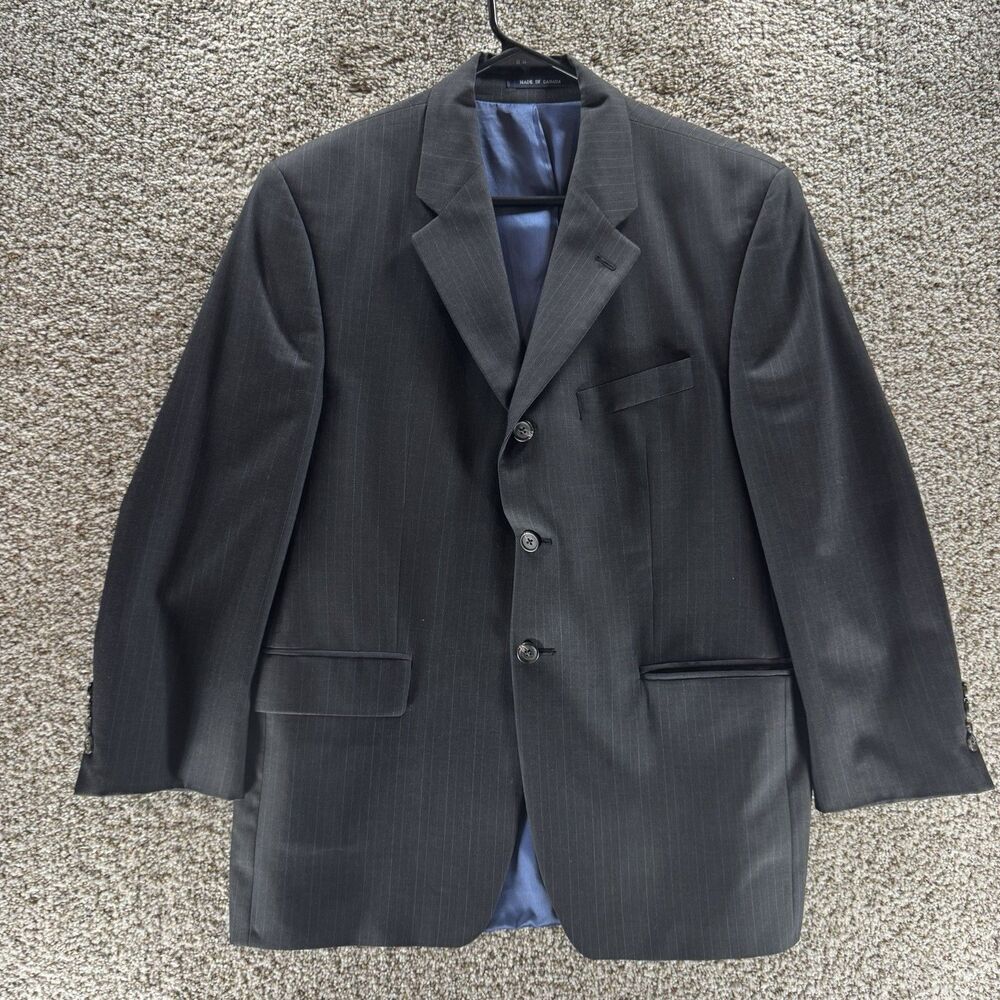 Vintage RRL Blazer Men 44 Blue Pin Stripes 3 Button Ralph Ralph Lauren Double RL
